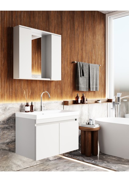 Karen Banyo Koza Banyo Dolabı Seti 80 cm ,beyaz