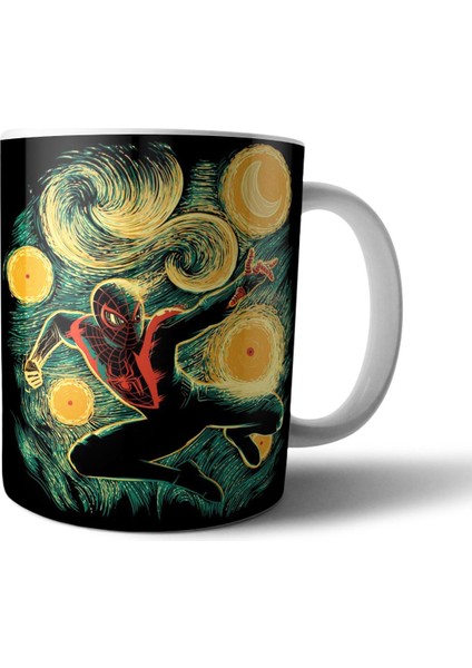 Spider Man Yıldızlı Gece Van Gogh Kupa Bardak Model 1