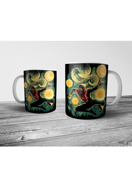 Spider Man Yıldızlı Gece Van Gogh Kupa Bardak Model 1