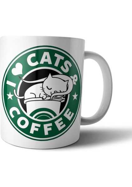 Kedi ve Kahve Starbucks Cats And Coffee Kupa Bardak Model 1