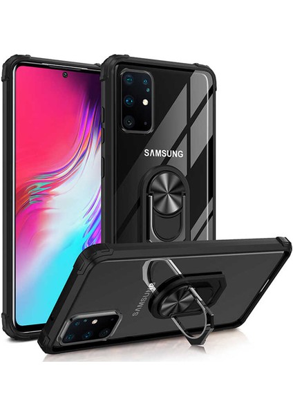 Samsung Galaxy S20 Plus Kılıf Arkası Şeffaf Kenarları Renkli Yüzüklü Tank Kapak (Mola) indirimleri