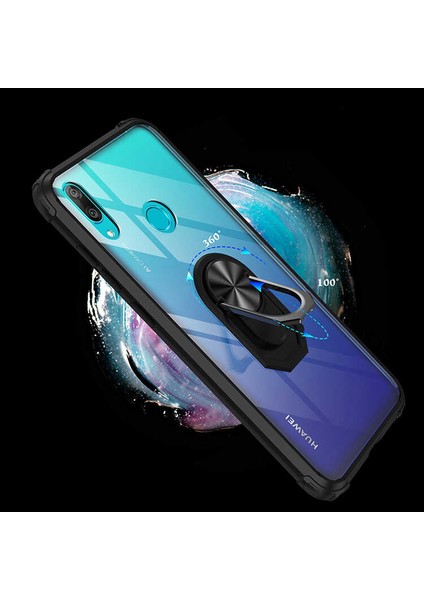 Huawei Y7 Prime 2019 Kılıf Arkası Şeffaf Kenarları Renkli Yüzüklü Tank Kapak (Mola) modelleri