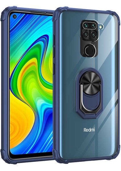 Xiaomi Redmi Note 9 Kılıf Arkası Şeffaf Kenarları Renkli Yüzüklü Tank Kapak (Mola)