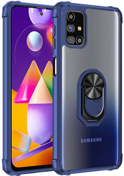 Samsung Galaxy M31S Kılıf Arkası Şeffaf Kenarları Renkli Yüzüklü Tank Kapak (Mola) fiyatları