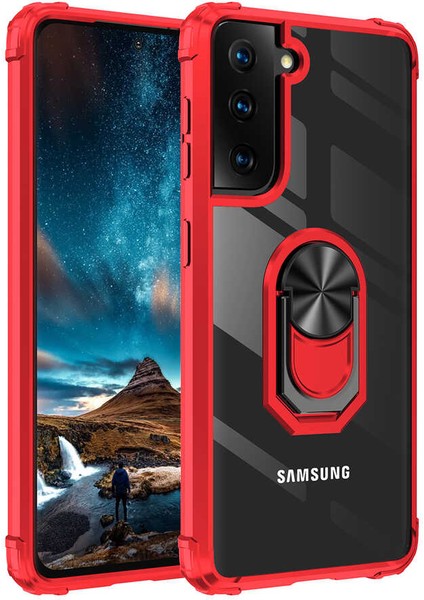 Samsung Galaxy S21 Plus Kılıf Arkası Şeffaf Kenarları Renkli Yüzüklü Tank Kapak (Mola) fiyatları