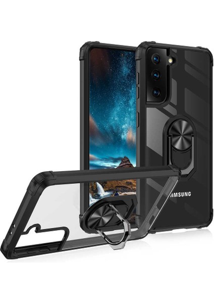 Samsung Galaxy S21 Plus Kılıf Arkası Şeffaf Kenarları Renkli Yüzüklü Tank Kapak (Mola) fırsatları