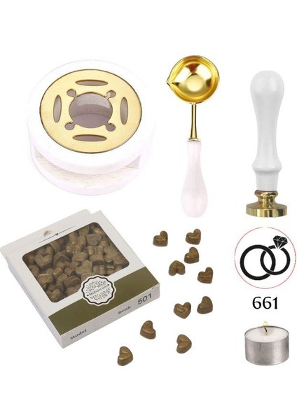 Davetiye Mum Mühürü Uygulama Seti Beyaz Renk 661 Yüzükler