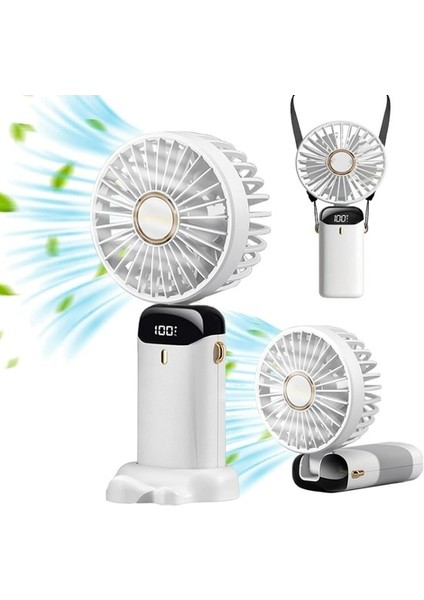 Mini El Fanı Taşınabilir Kişisel Fan Asılı Boyun Fanı 90° Ayarlanabilir USB Şarj Edilebilir 5000MAH Küçük Masa Fanı 5 (Yurt Dışından)