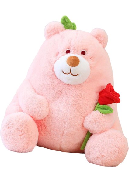Ayı Peluş Oyuncaklar Sevimli Ayı, Oda Dekorasyonu Için Gül Çiçeği Peluş Bebek Tutarak Pembe 25CM (Yurt Dışından)