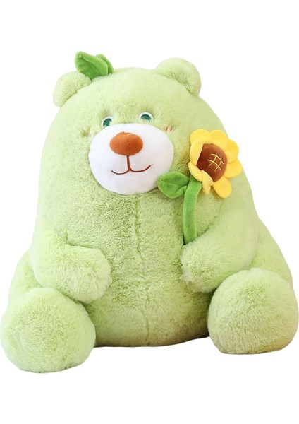 Ayı Peluş Oyuncaklar Sevimli Ayı, Oda Dekorasyonu Için Gül Çiçek Peluş Bebek Tutarak Yeşil 35CM (Yurt Dışından)