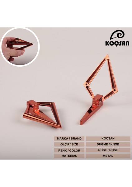 Triangle Sarkaç Kulp Lüks Country Mutfak Mobilya Dolap Çekmece Kulpu Rose 32 mm