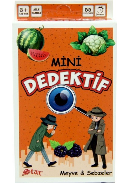 Mini Dedektif Kart Oyunu - Turuncu - Meyve ve Sebzeler