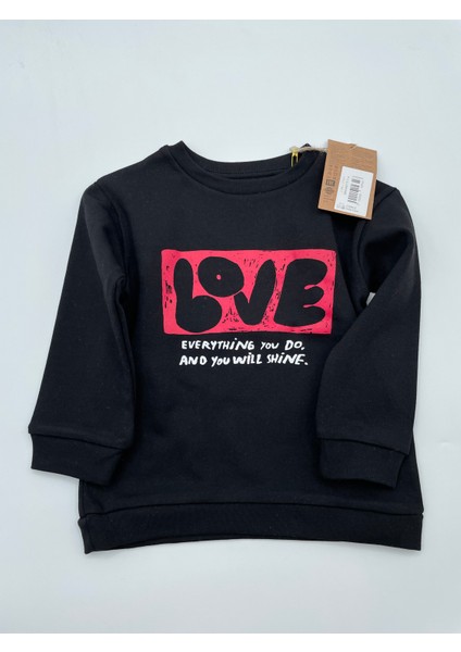 Sweatshirt Love Baskılı Siyah