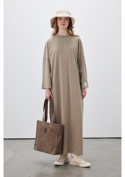 Oversize Uzun Rahat Elbise Vizon Renk Trend Kesim Kadınlar İçin Şıklık SM Beden fiyatları