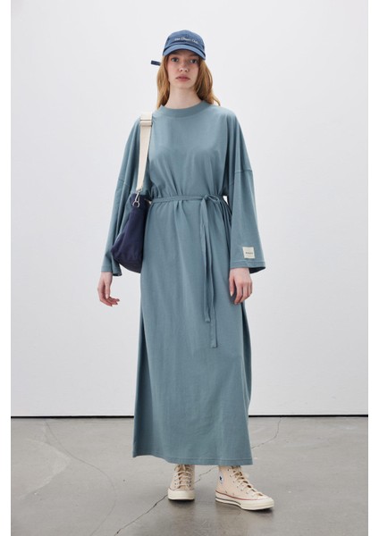 Oversıze Uzun Rahat Elbise Mavi fiyatları