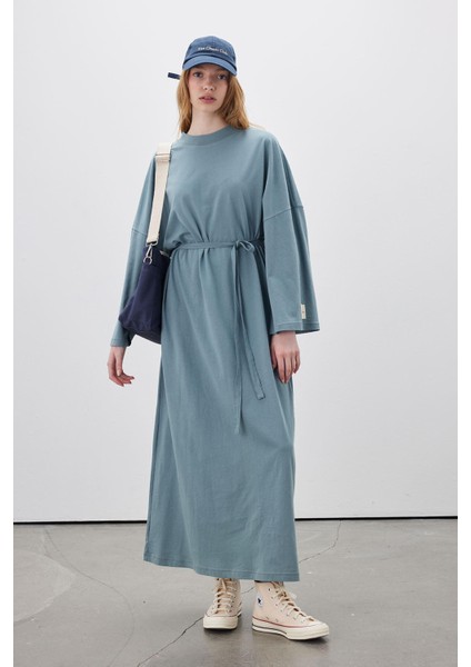 Oversıze Uzun Rahat Elbise Mavi modelleri