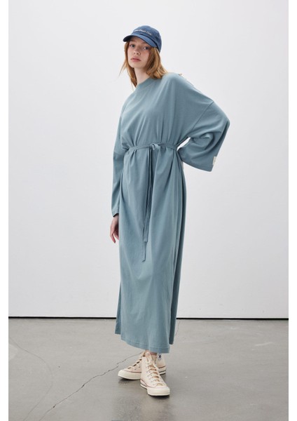 Oversıze Uzun Rahat Elbise Mavi indirimleri