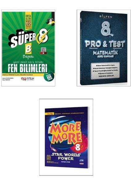 8. Sınıf Yeni Süper Fen Soru+Bilfen LGS Pro Test Matematik+ Kurmay Yayınevi