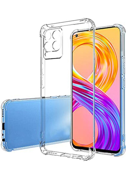 Caseworld Realme 8 ile Uyumlu Kapak Kamera Korumalı Airbag Antishock Köşe Korumalı Şeffaf Silikon Kılıf