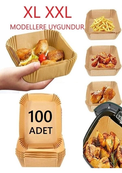 Airfryer Pişirme Kağıdı Xl-Xxl Büyük Boy 100 Adet Hava Fritöz Tüm Modellere Uyumlu