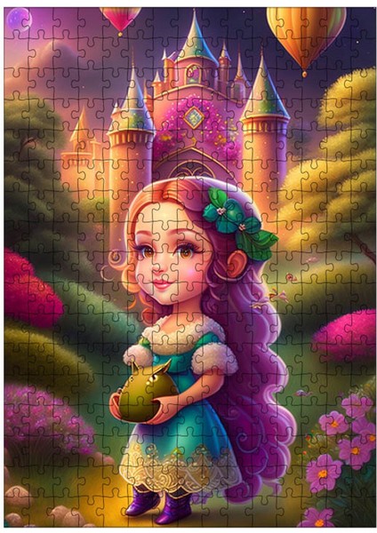 Ahşap Mdf Puzzle Yapboz Şato ve Cüce 255 Parça 35*50 cm