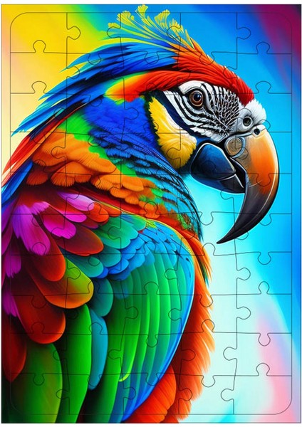 Ahşap Mdf Puzzle Yapboz Renkli Papağan 50 Parça 35*50 cm