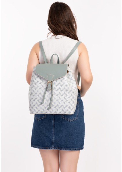 Büzgülü Sırt Çantası Açık Gri Baskılı indirimleri