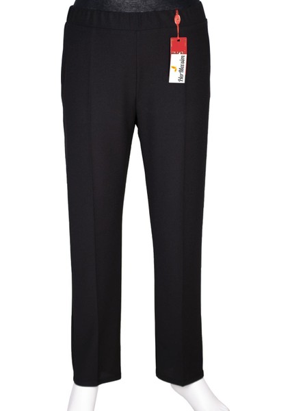 Kadın Aslı Krep Astarsız Lastikli Siyah Pantolon