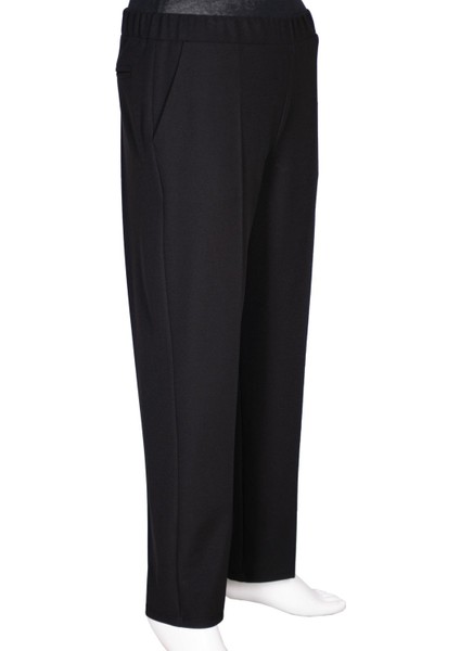 Kadın Aslı Krep Astarsız Lastikli Siyah Pantolon modelleri