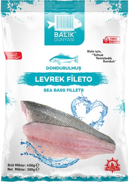 Dondurulmuş Levrek Fileto 400 G