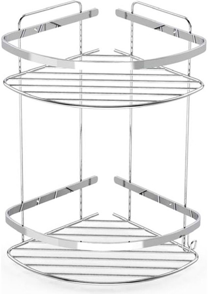 Tema 2 Katlı Köşelik Banyo Rafı Şampuanlık Krom Paslanmaz