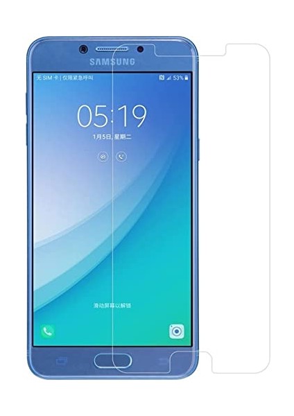 Samsung Galaxy C5 Pro ile Uyumlu Ekran Koruyucu Şeffaf Temperli Kırılmaz Cam Ekran Koruyucu