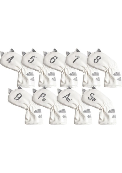 Golf Başı Kalın Eğitim Ekipmanları Putter Headcover 9pcs Demir Beyaz (Yurt Dışından)