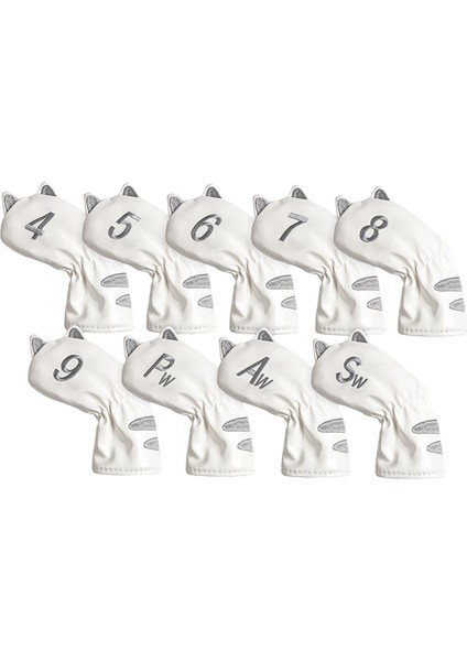 Golf Başı Kalın Eğitim Ekipmanları Putter Headcover 9pcs Demir Beyaz (Yurt Dışından) modelleri