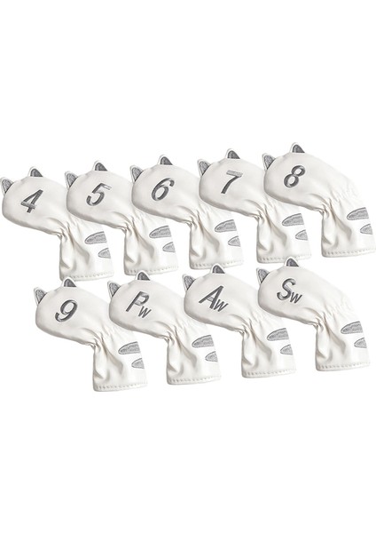 Golf Başı Kalın Eğitim Ekipmanları Putter Headcover 9pcs Demir Beyaz (Yurt Dışından) fırsatları