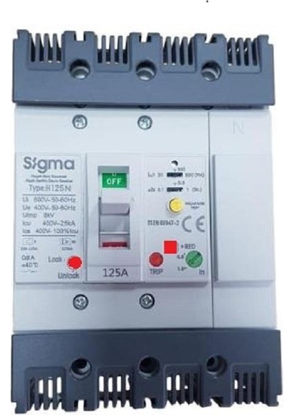 4X125A 25KA A.bobinli K.akımlı T.m.şalter H125N Sigma
