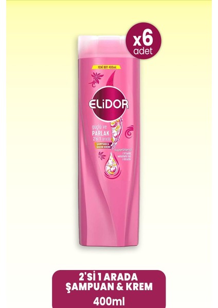 Superblend 2'Si 1 Arada Şampuan & Krem Güçlü Ve Parlak 400 Ml X 6 Adet