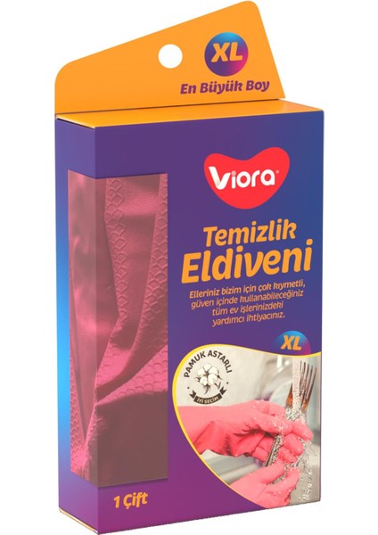 Temizlik ve Bulaşık Eldiveni Xl Large Pembe