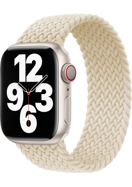 Solo Loop Örgü Kordon, Apple Watch Series SE/10/9/8/7/6/5/4/3/Ultra Uyumlu 49mm-46mm-45mm-44mm-42mm, Small, Yıldız Işığı