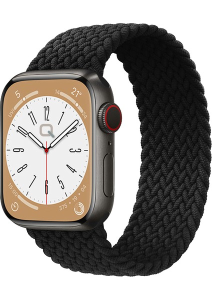 Solo Loop Örgü Kordon, Apple Watch Series SE/10/9/8/7/6/5/4/3/Ultra Uyumlu 49mm-46mm-45mm-44mm-42mm, Small, Siyah