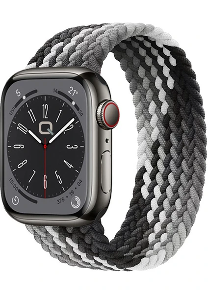 Solo Loop Örgü Kordon, Apple Watch Series SE/10/9/8/7/6/5/4/3/Ultra Uyumlu 49mm-46mm-45mm-44mm-42mm, Small, Gradyan Siyah