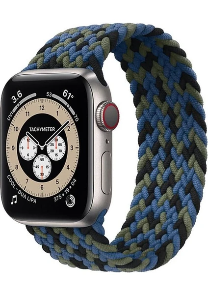 Solo Loop Örgü Kordon, Apple Watch Series SE/10/9/8/7/6/5/4/3/Ultra Uyumlu 49mm-46mm-45mm-44mm-42mm, Small, Blue Mix