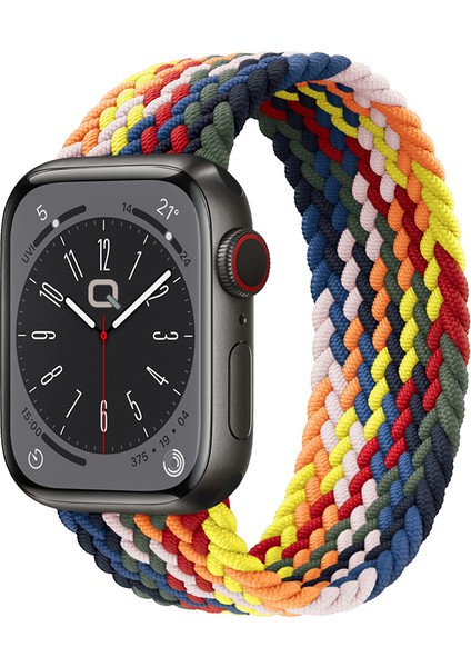 Solo Loop Örgü Kordon, Apple Watch Series SE/10/9/8/7/6/5/4/3/Ultra Uyumlu 49mm-46mm-45mm-44mm-42mm, Small, Turuncu