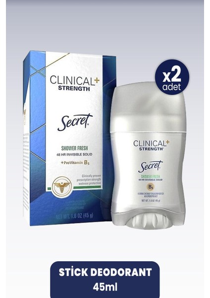 Clinical Shower Fresh Antiperspirant Deodorant 45 Gr X 2 Adet