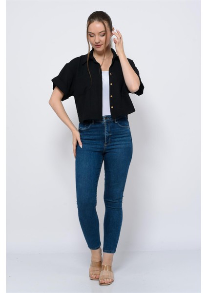 Kadın Aerobin Crop Gömlek Siyah fiyatları