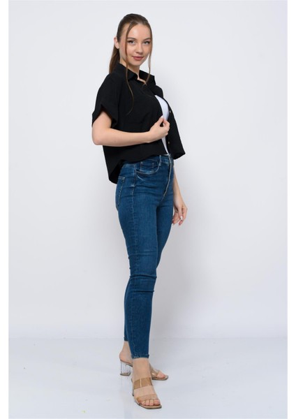 Kadın Aerobin Crop Gömlek Siyah fırsatları