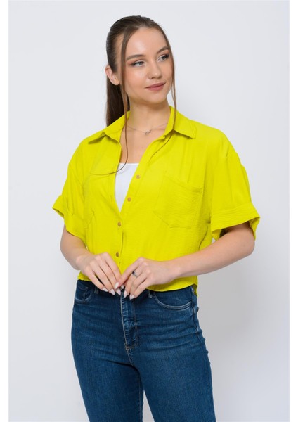 Kadın Aerobin Crop Gömlek Fıstık Yeşili fiyatları