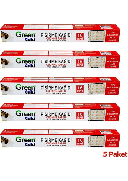 Yağlı Fırın Tepsi Pişirme Kızartma Kağıdı - 37 cm x 42 cm - Kesimli - 16 Yaprak -5 Kutu
