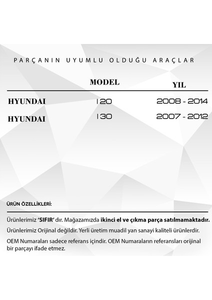 Hyundai I20 I20 Için Kapı Kilit Tamir Dişlisi