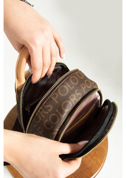 Impolo Ellen Kahvekamel Empirme Baskı Kadın Sırt Çantası 25X20 Ebatında fiyatları